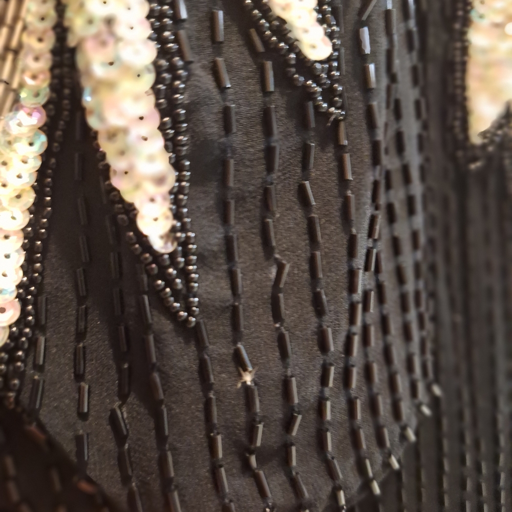 Alcye Designs / Black Maxi Dress with Silver Sequin Yoke / Size 6 - Picture 4 of 15